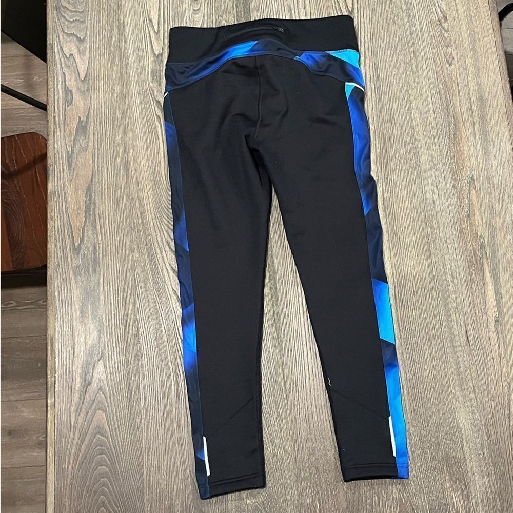Athleta Womens Power Lift Tight Fleece Lined High Rise Printed Black Blue Size L - Picture 9 of 11